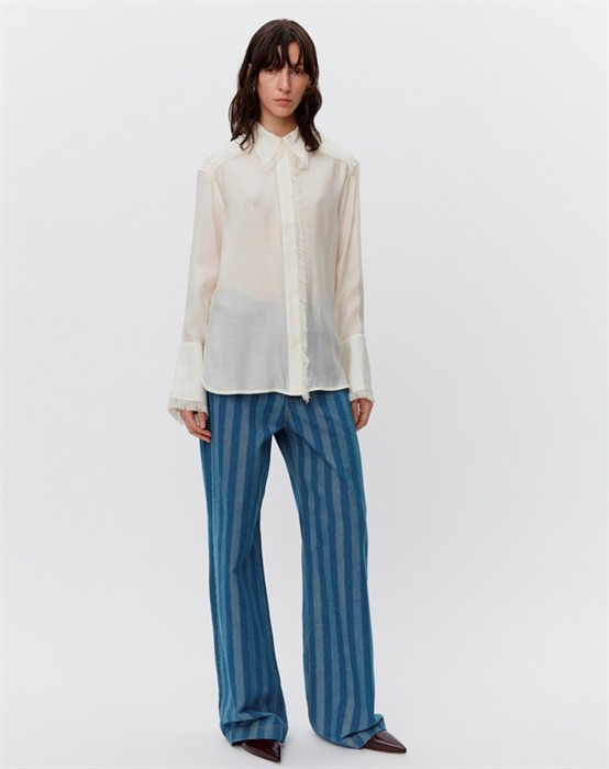 Havanna Sheer Fringes Skjorte